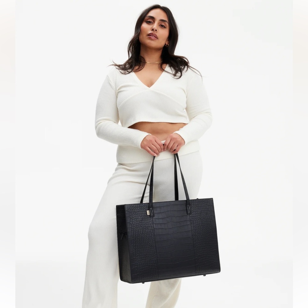 BEIS - The Large Work Tote in Black Croc (Like New)
